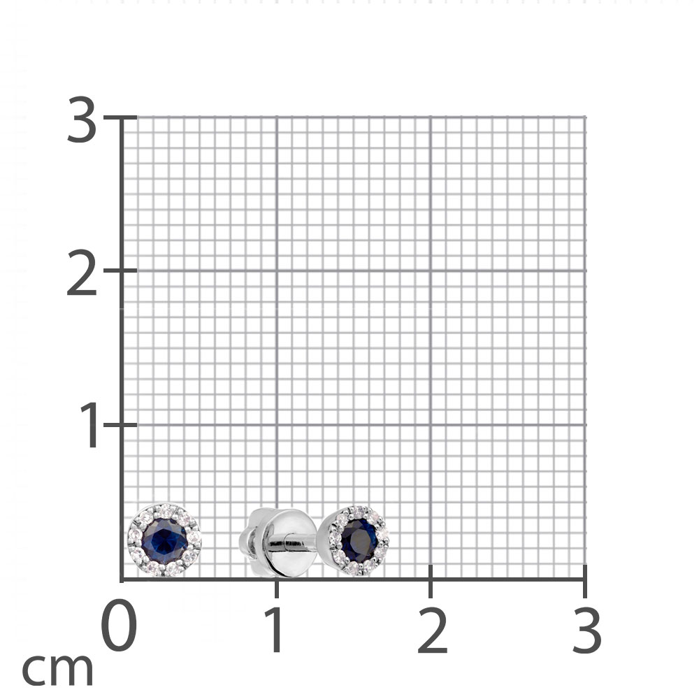 Cercei Pusete din aur alb cu pietre Diamant, Safir