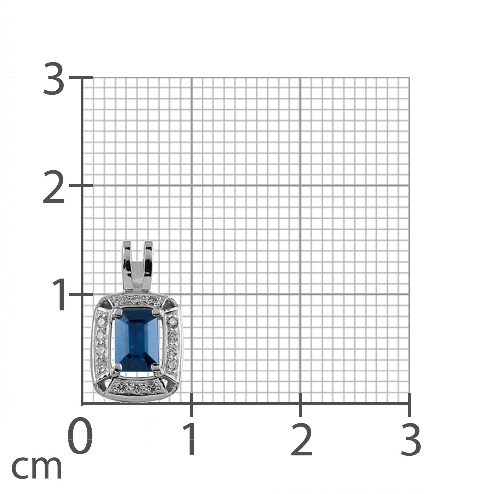 Pandantiv din aur alb cu pietre Diamant, Safir