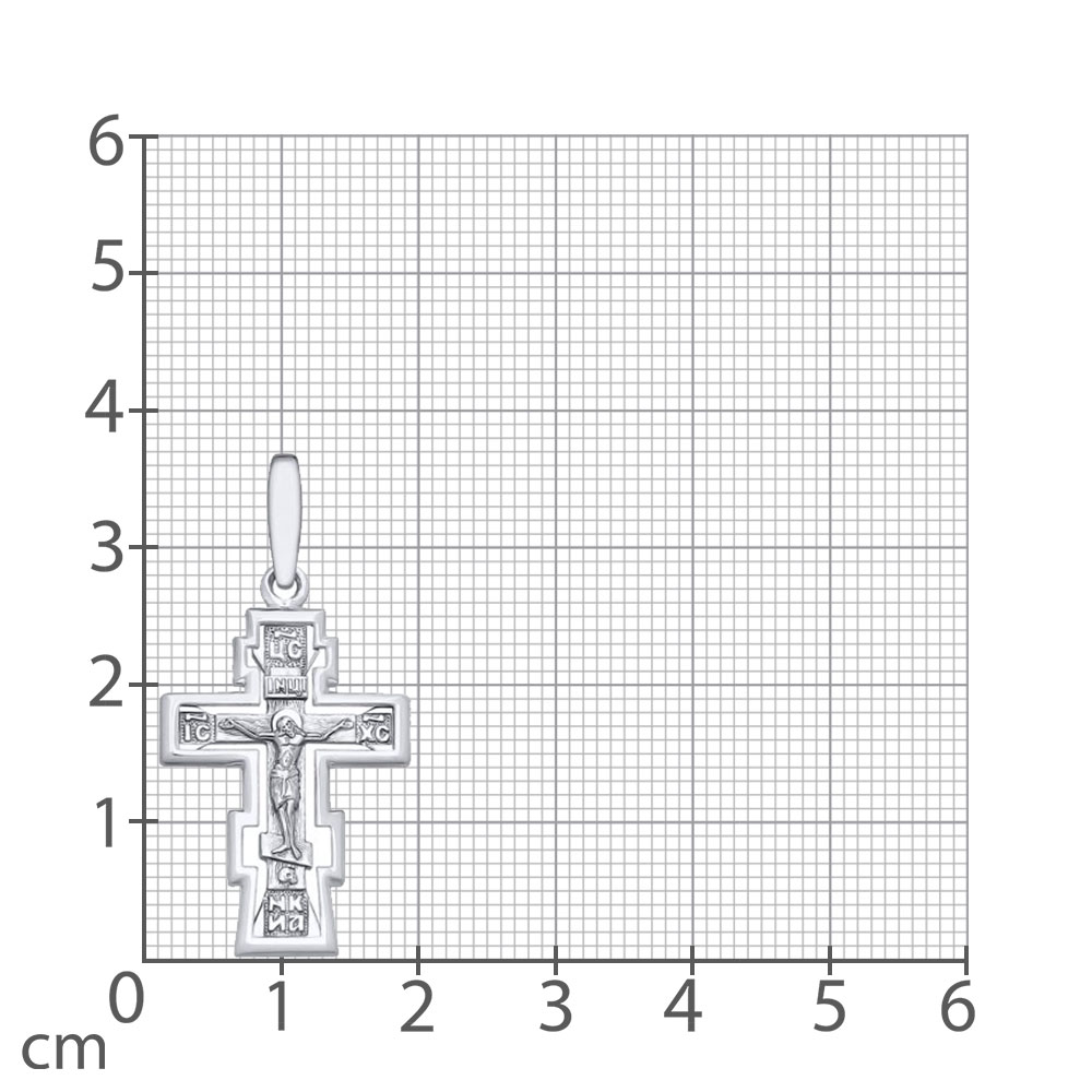 Крестик из белого золота без камней