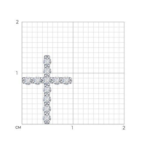 Cruce din aur alb cu pietre Diamant