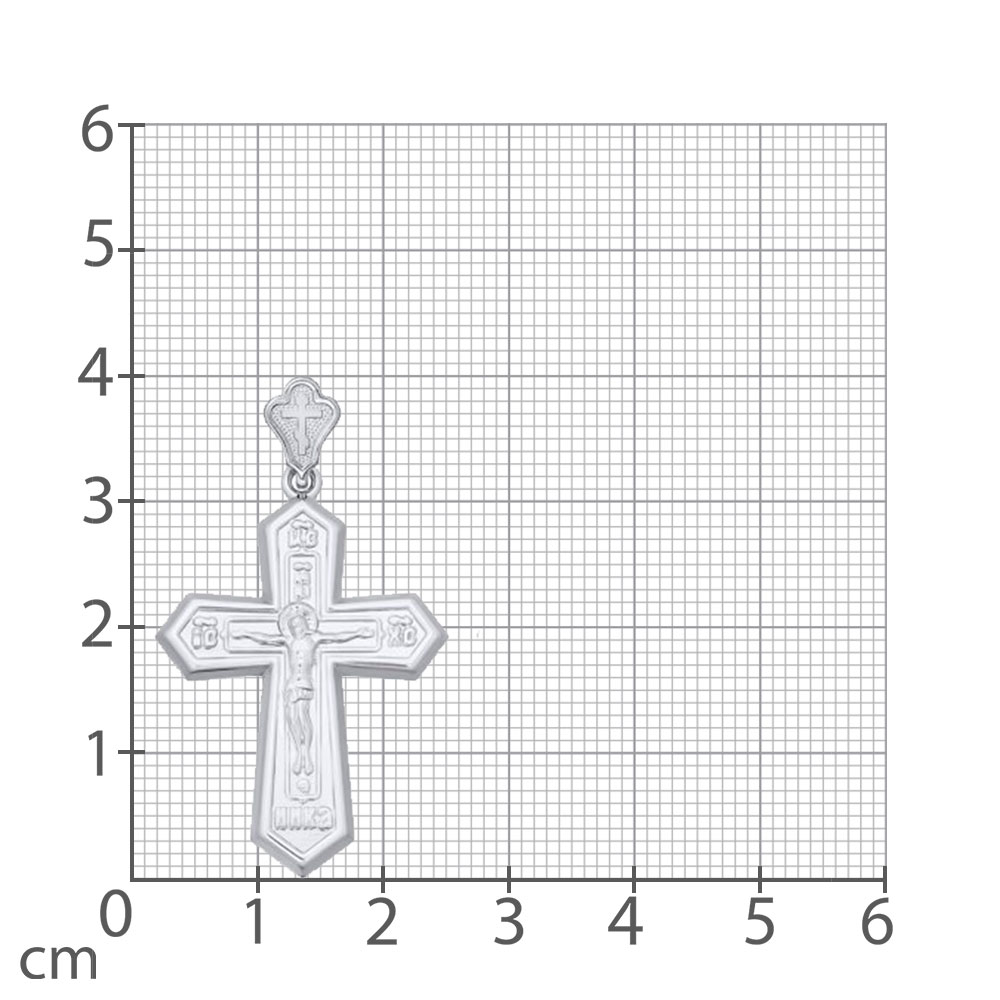 Крестик из белого золота без камней