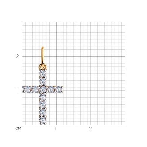 Cruce din aur roșu cu pietre Cubic Zirconia Incolor