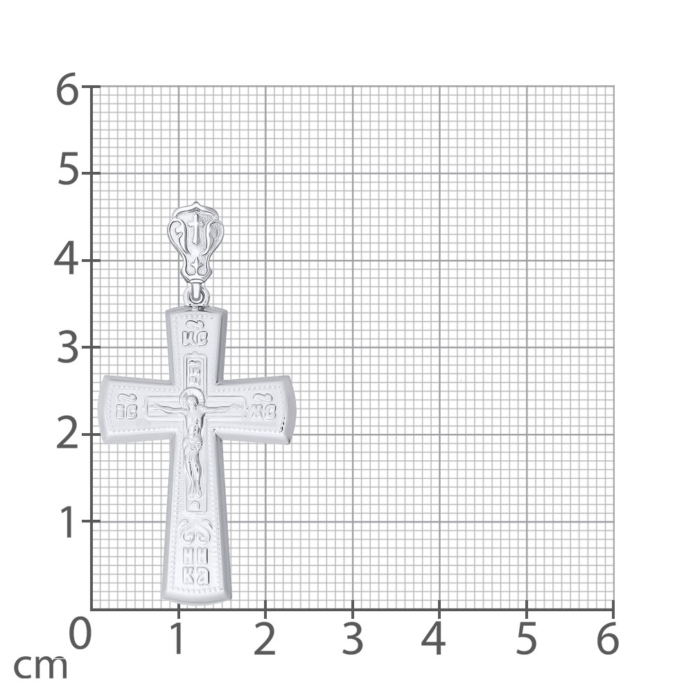 Крестик из белого золота без камней