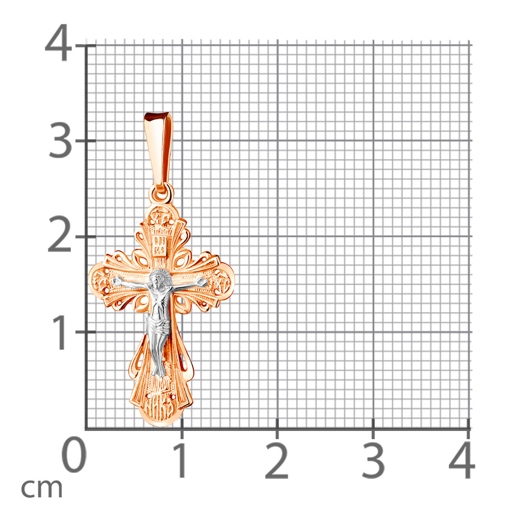 Крестик из красного золота без камней