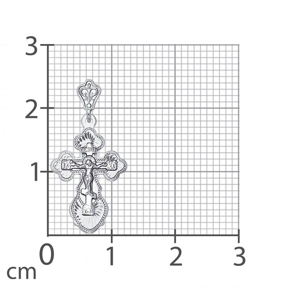 Крестик из белого золота без камней
