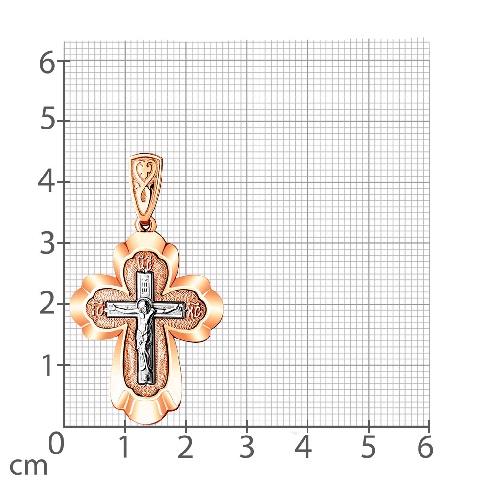 Крестик из красного золота без камней