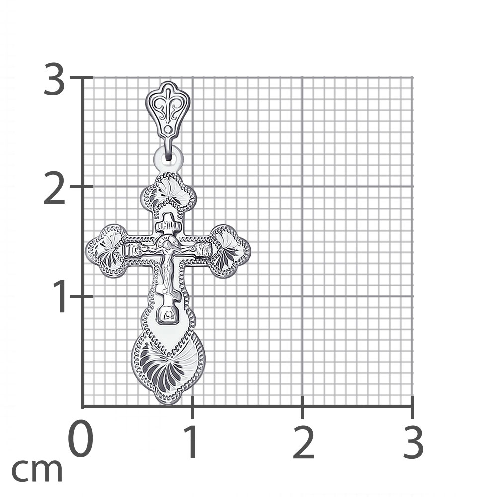 Крестик из белого золота без камней