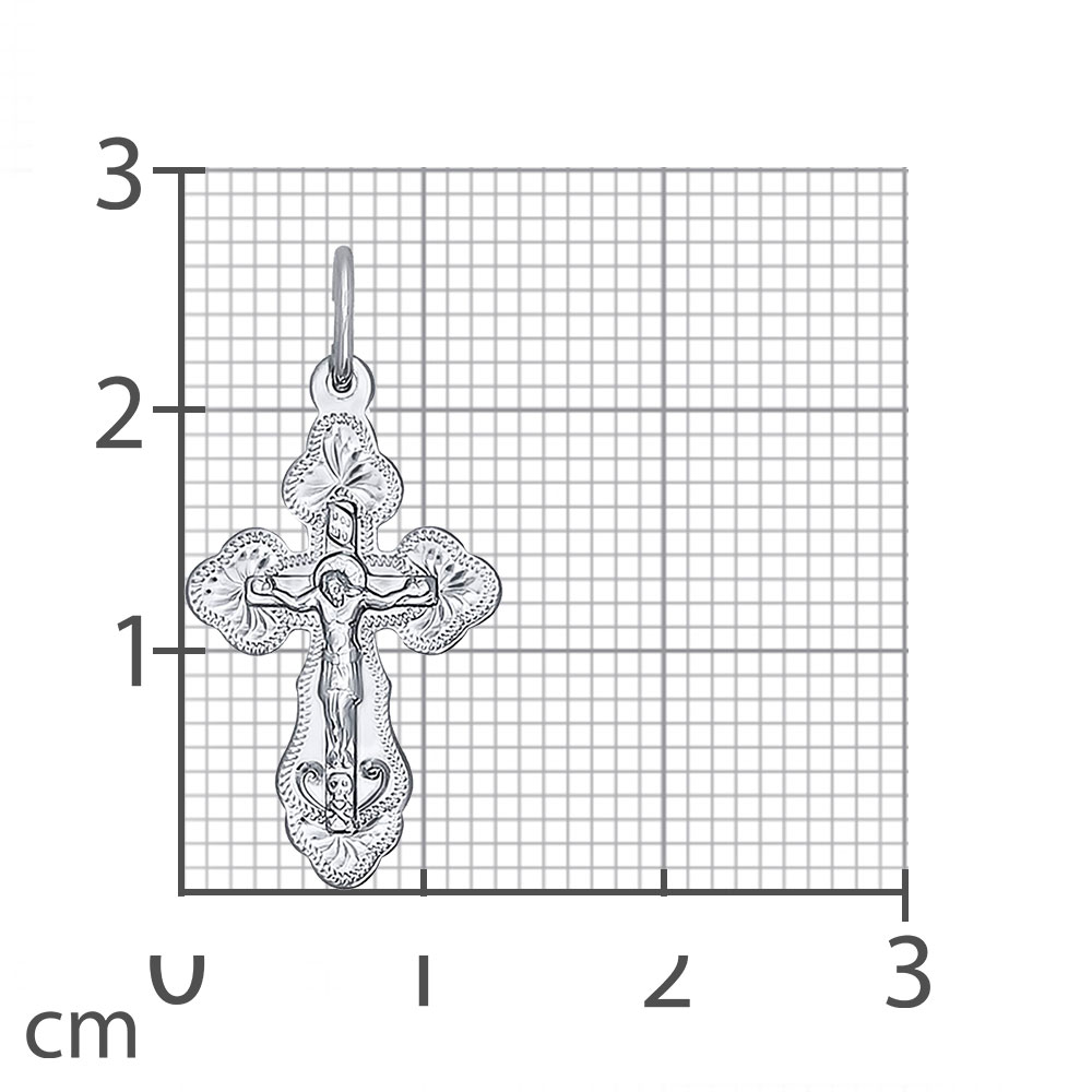 Крестик из белого золота без камней