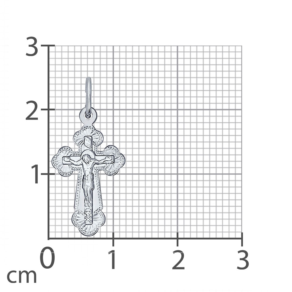 Крестик из белого золота без камней