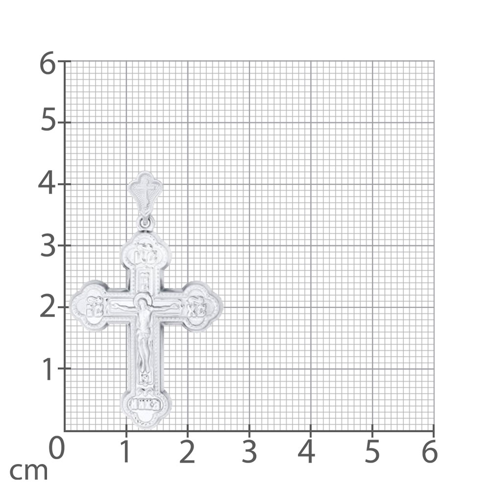 Крестик из белого золота без камней