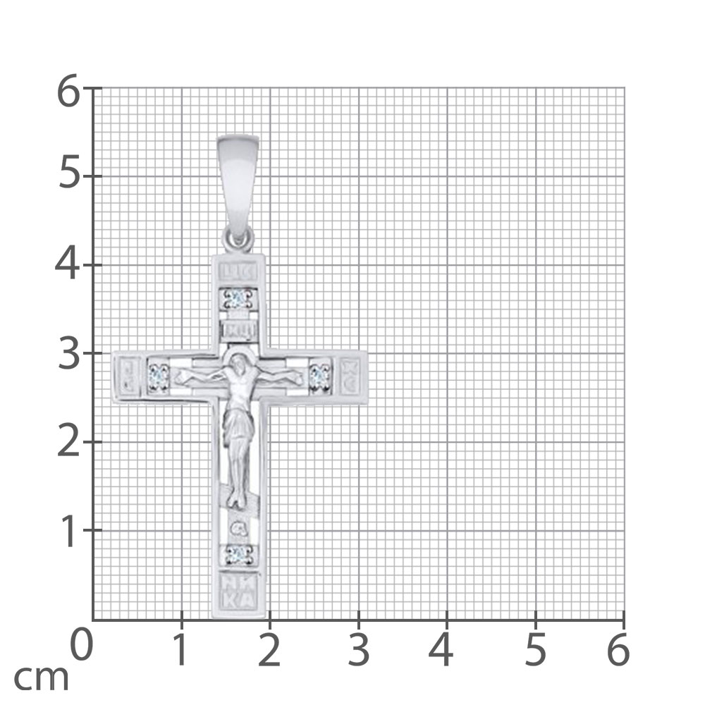 Cruce din aur alb cu pietre Cubic Zirconia Incolor