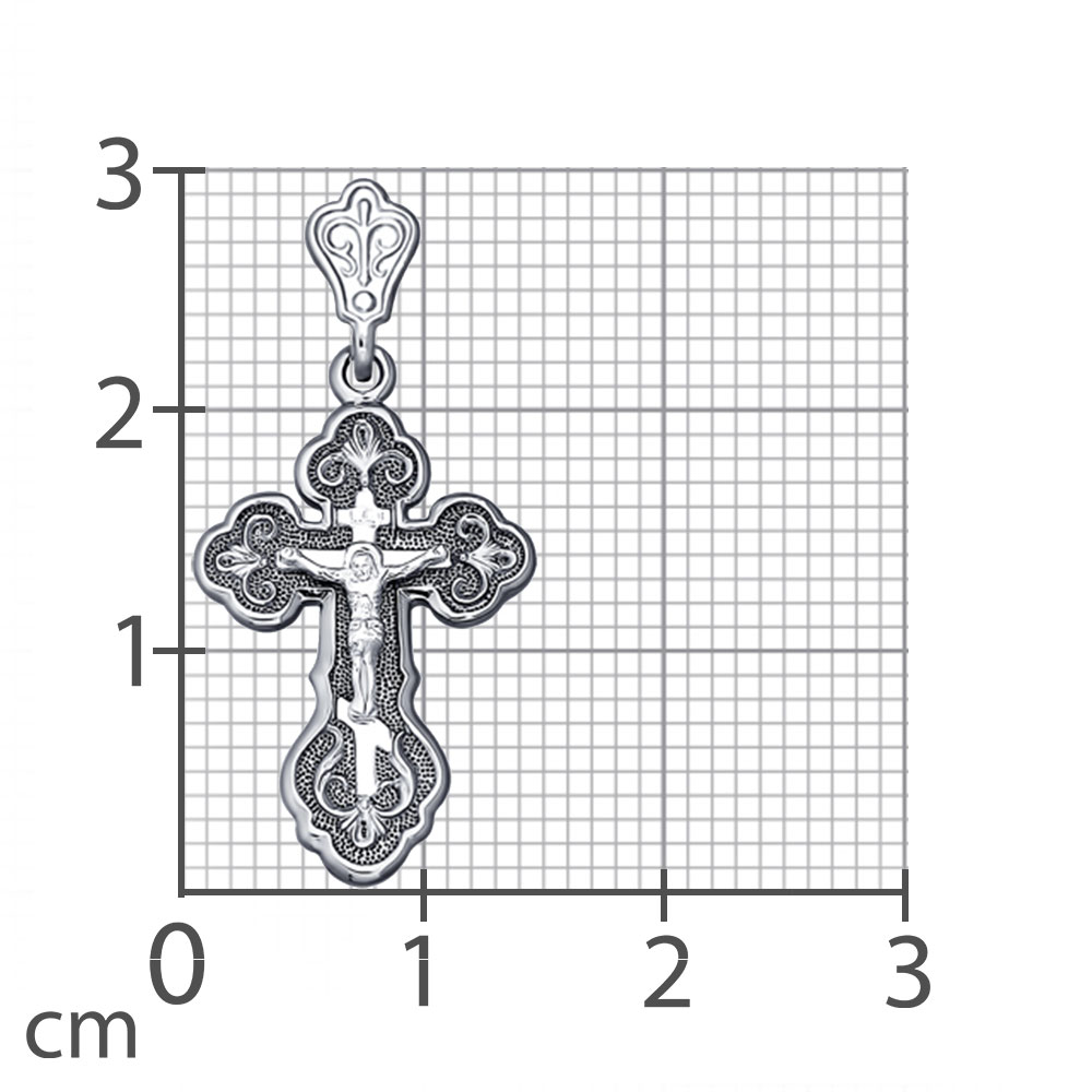 Крестик из белого золота без камней