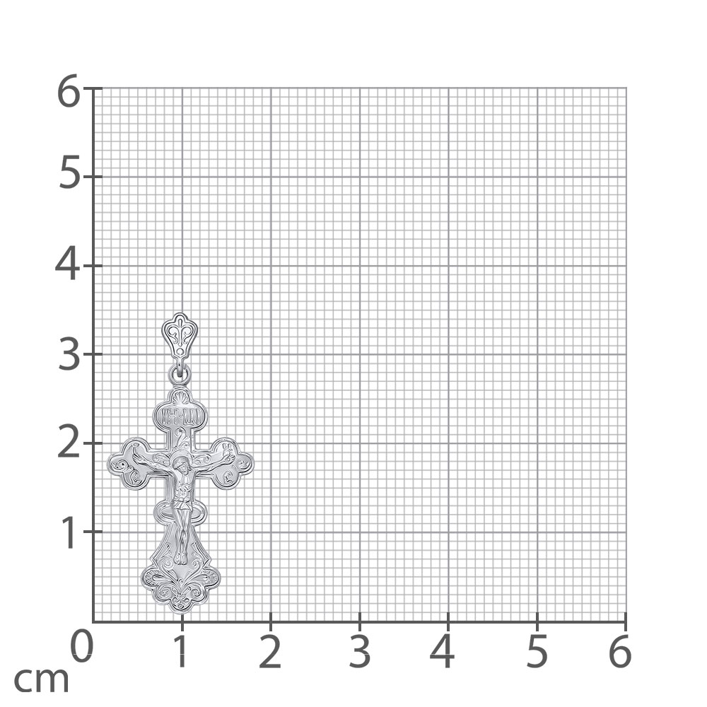 Крестик из белого золота без камней