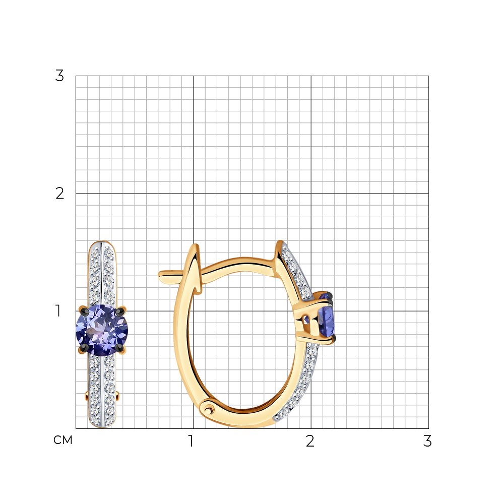 Cercei din aur roșu cu pietre Diamant, Tanzanit