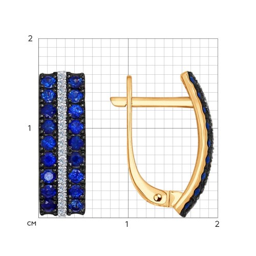 Cercei din aur roșu cu pietre Diamant, Safir