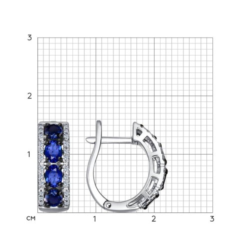 Cercei din aur alb cu pietre Diamant, Safir