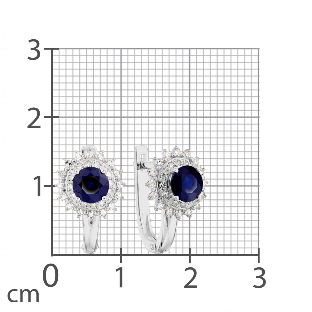 Серьги из белого золота с камнями Бриллиант, Сапфир