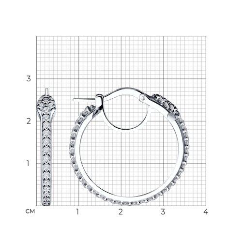 Cercei Creole din argint  cu pietre Cubic Zirconia Incolor