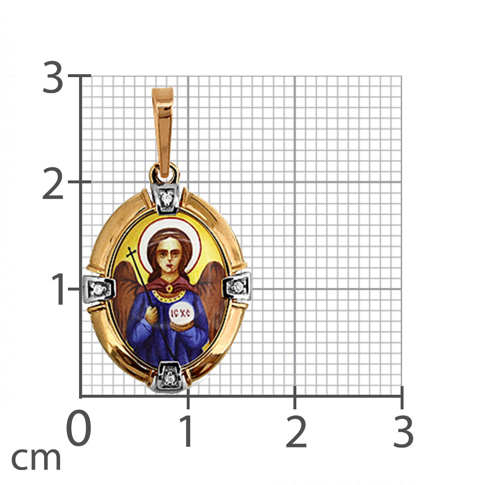 Иконка из красного золота с камнями Фианит