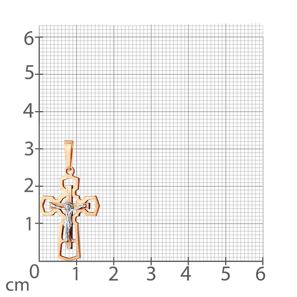 Крестик из красного золота без камней