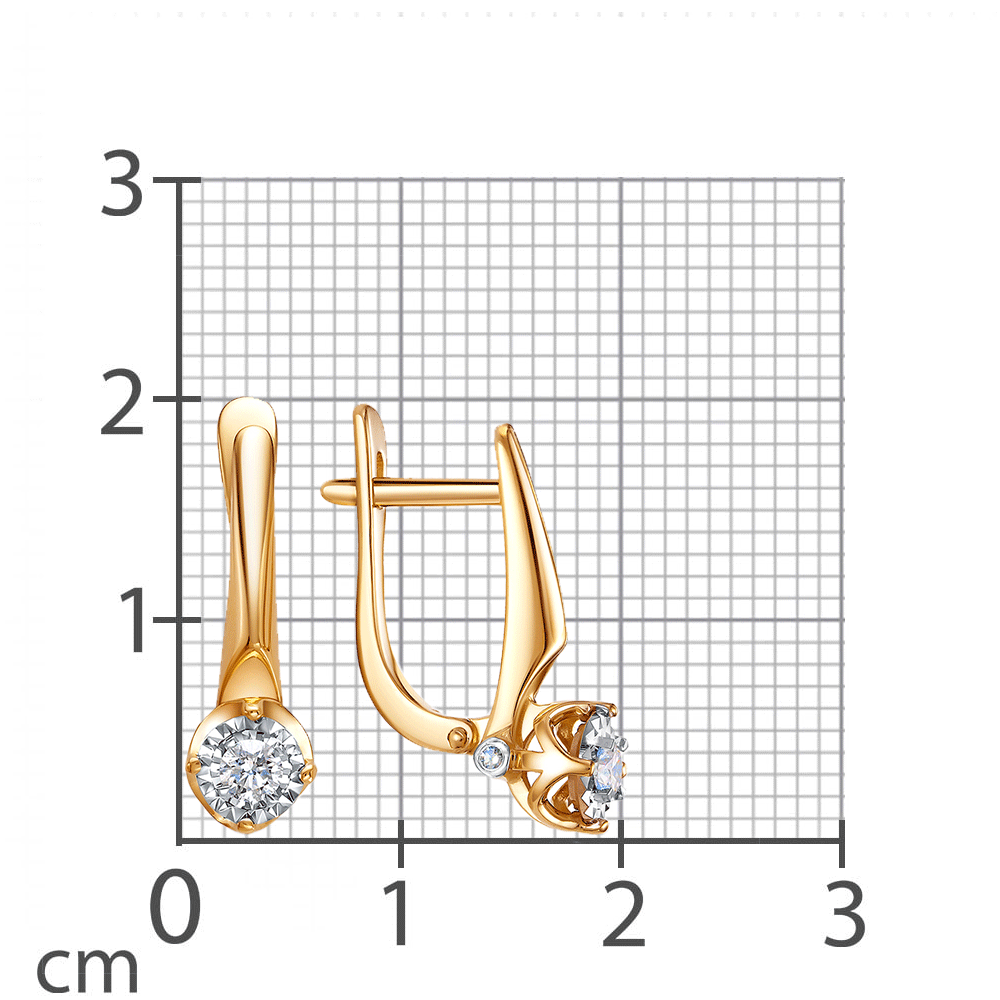 Cercei din aur roșu cu pietre Diamant