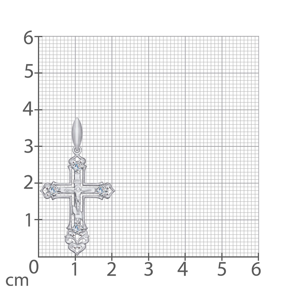 Cruce din aur alb cu pietre Cubic Zirconia Incolor