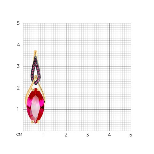 Подвеска из красного золота с камнями Корунд в цвете рубина