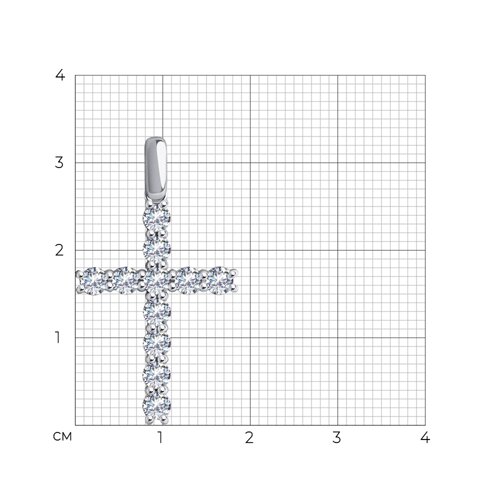 Cruce din aur alb cu pietre Cubic Zirconia Incolor