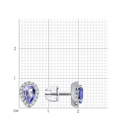 Cercei Pusete din aur alb cu pietre Diamant, Tanzanit