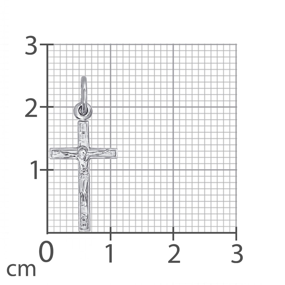 Крестик из белого золота без камней