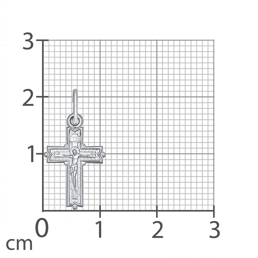 Крестик из белого золота без камней