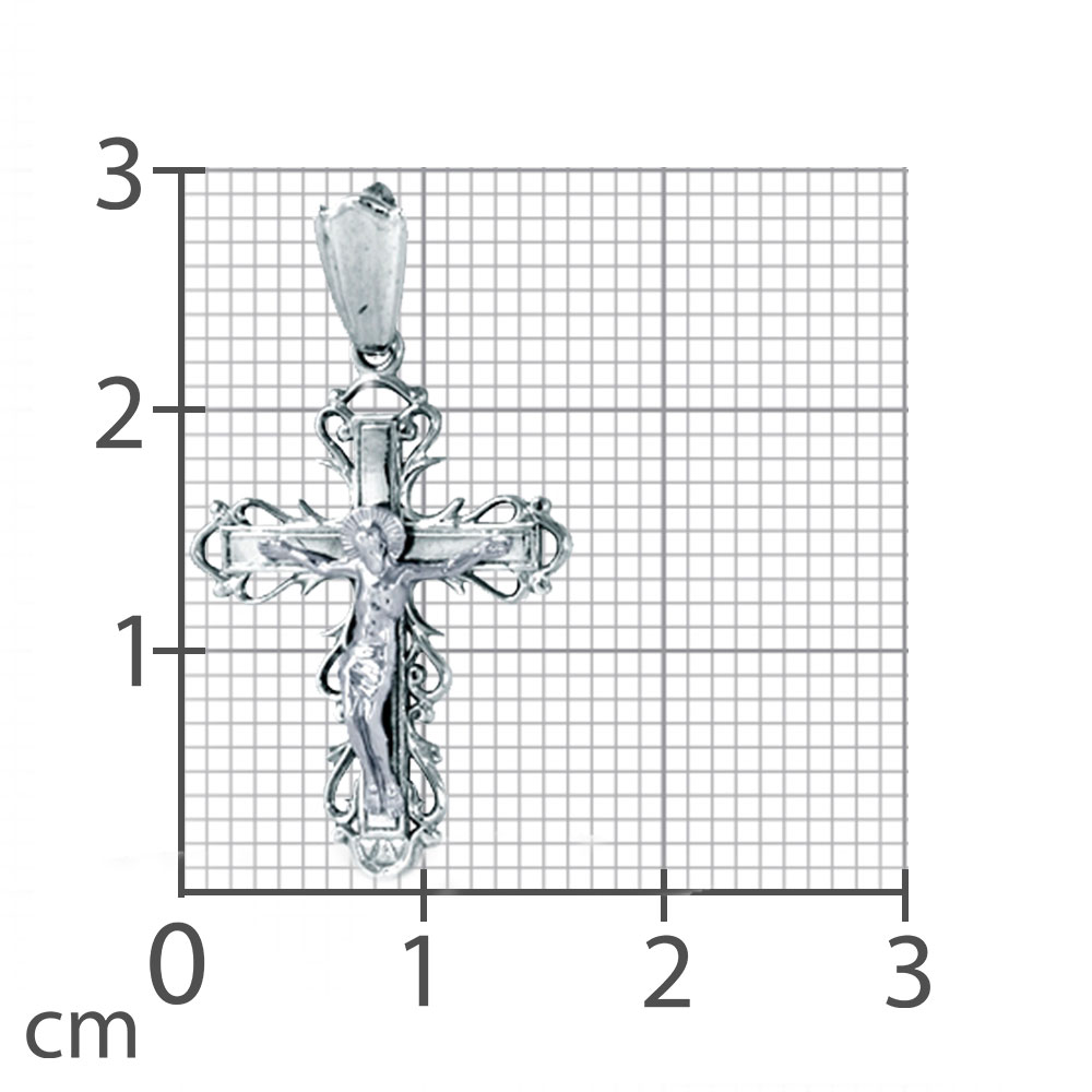 Крестик из белого золота без камней