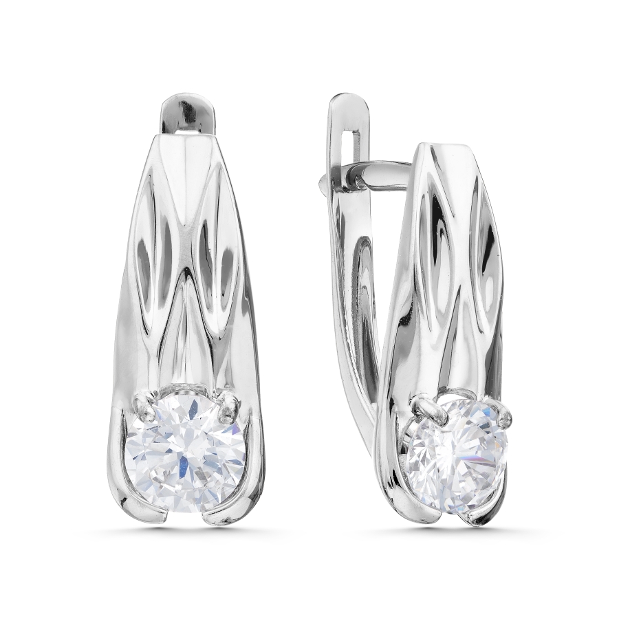 Cercei din aur alb cu pietre Cubic Zirconia Incolor