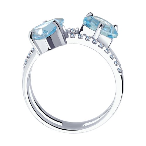 Inel din argint  cu pietre Cubic Zirconia Incolor, Topaz albastru