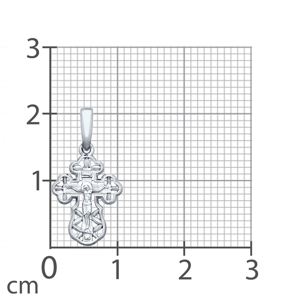Крестик из белого золота без камней