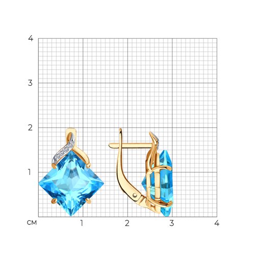 Cercei din aur roșu cu pietre Cubic Zirconia Incolor, Topaz Swiss