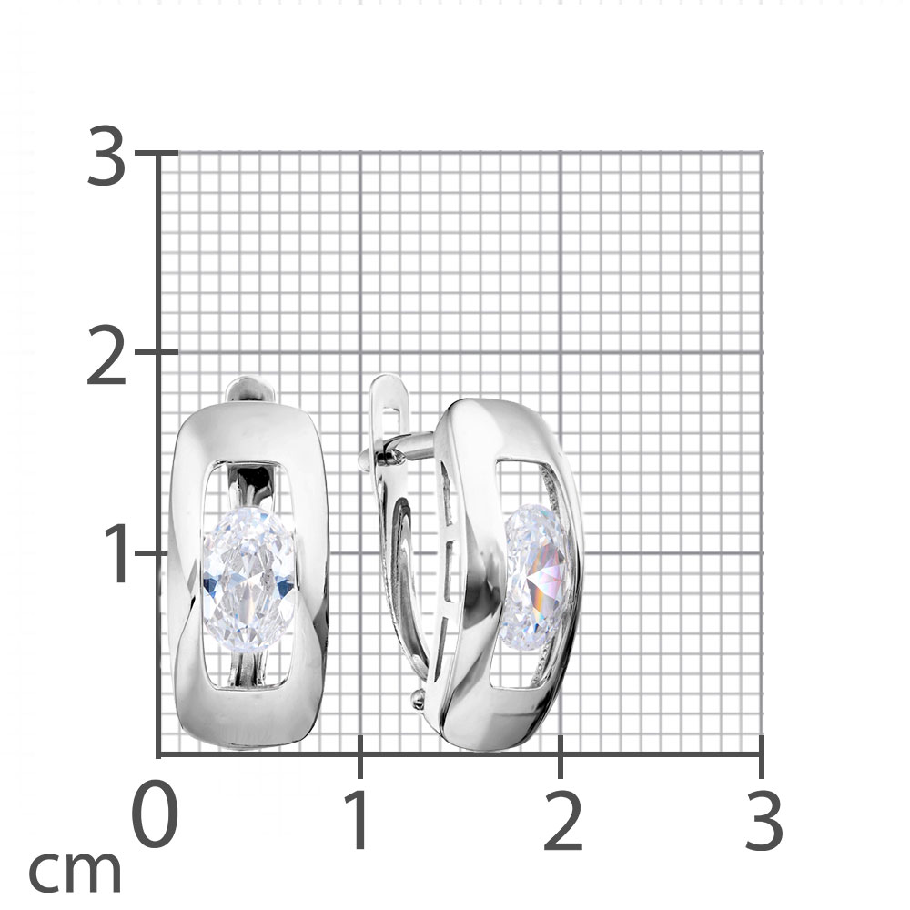 Cercei din aur alb cu pietre Cubic Zirconia Incolor