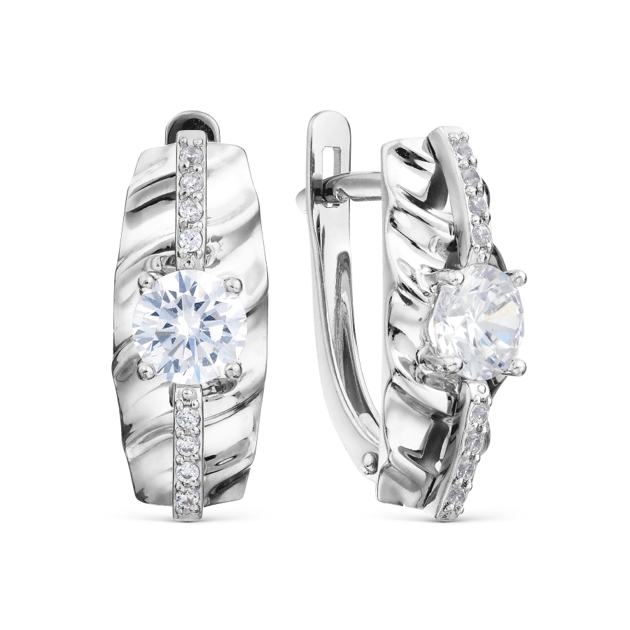 Cercei din aur alb cu pietre Cubic Zirconia Incolor