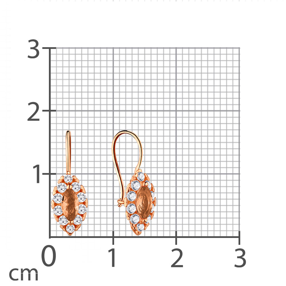 Cercei p-u copii din aur roșu cu pietre Cubic Zirconia Incolor, Cubic Zirconia Galben