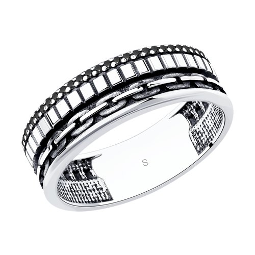 Inel din argint  cu pietre Cubic Zirconia Negru