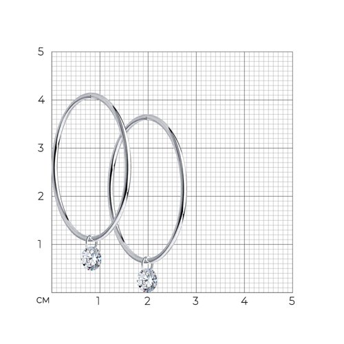 Cercei Creole din argint  cu pietre Cubic Zirconia Incolor