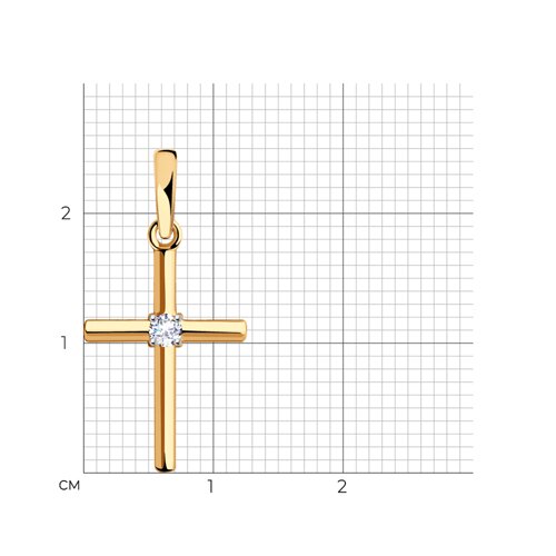 Cruce din aur roșu cu pietre Cubic Zirconia Incolor