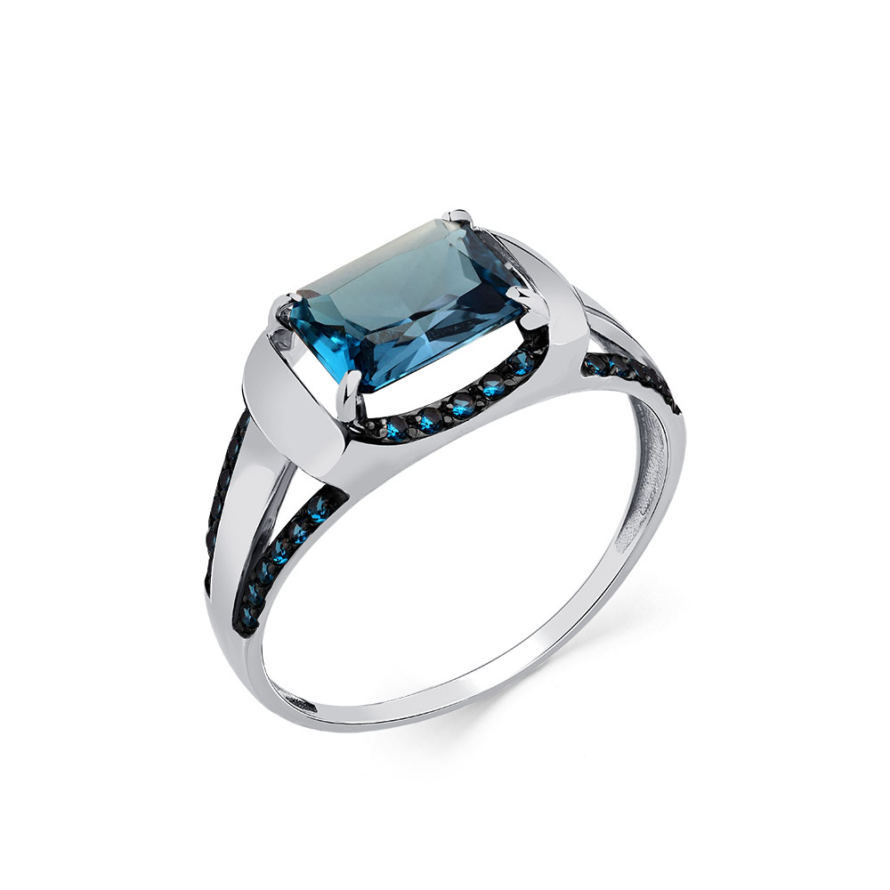 Inel din aur alb cu pietre Cubic Zirconia Incolor, Topaz London