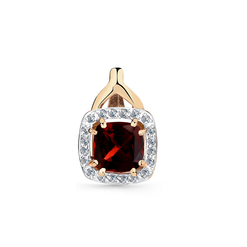 Pandantiv din aur roșu cu pietre Cubic Zirconia Incolor, Granat