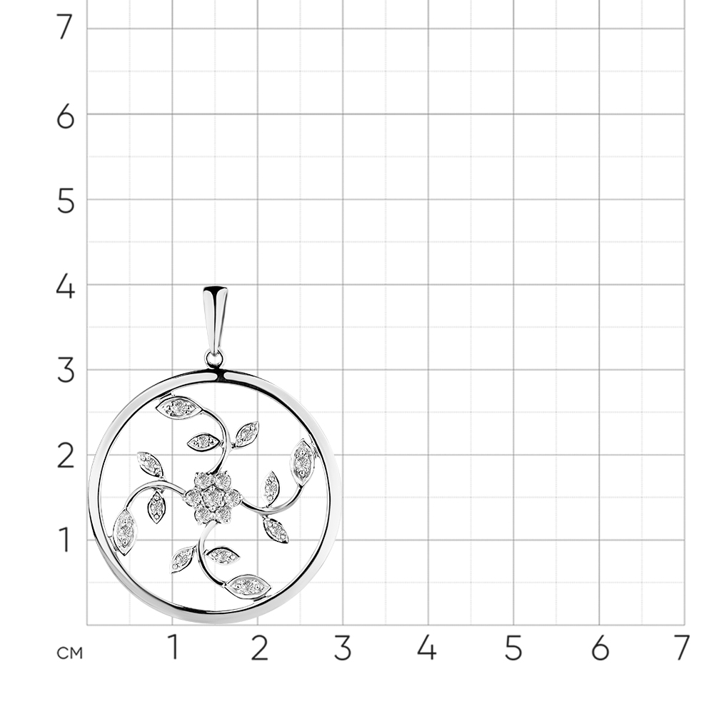 Подвеска из белого золота с камнями Бриллиант