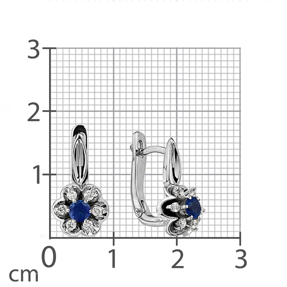 Cercei din aur alb cu pietre Diamant, Safir