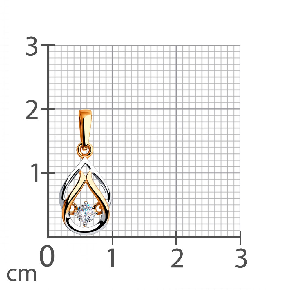 Pandantiv din aur roșu cu pietre Cubic Zirconia Incolor