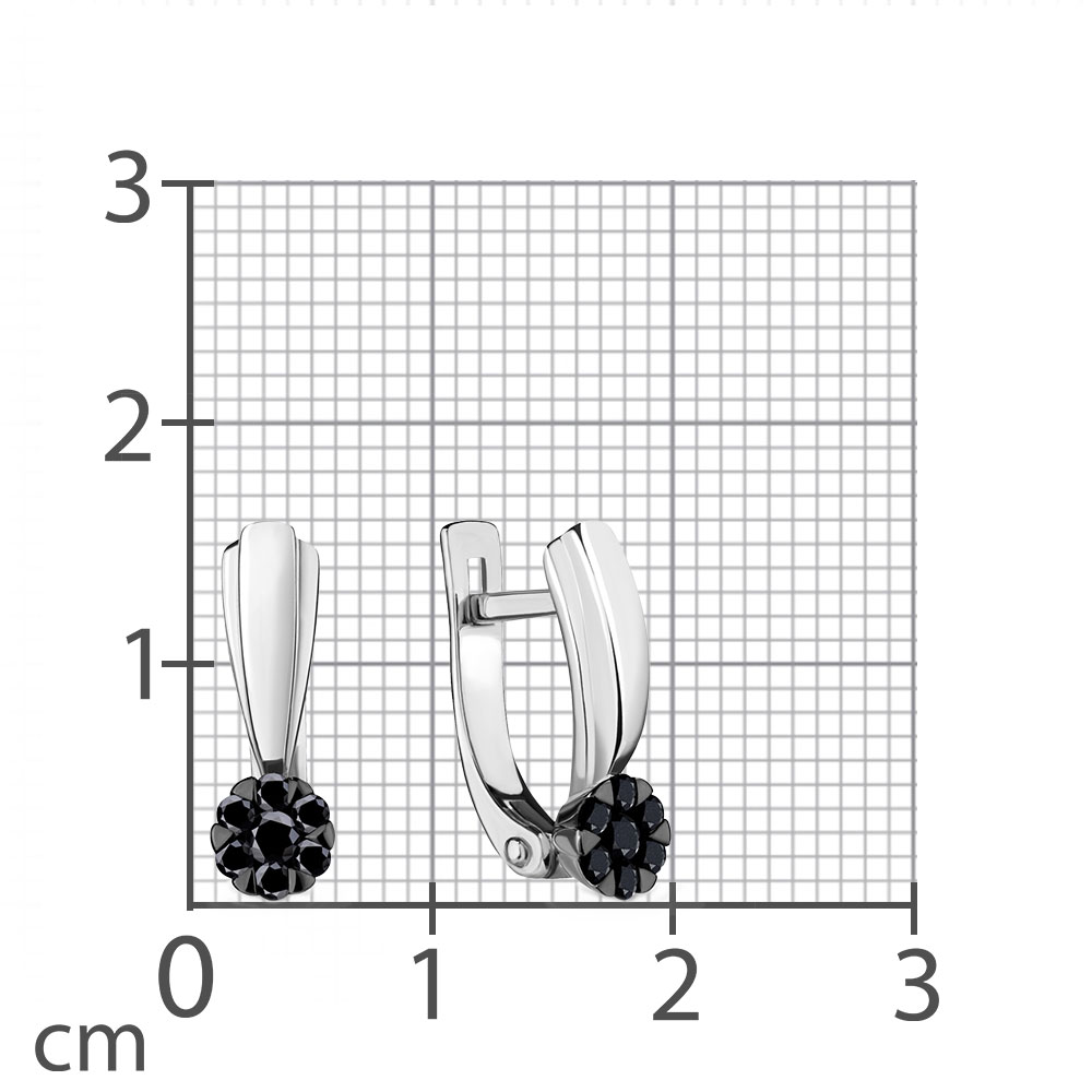Серьги из белого золота с камнями Черный бриллиант