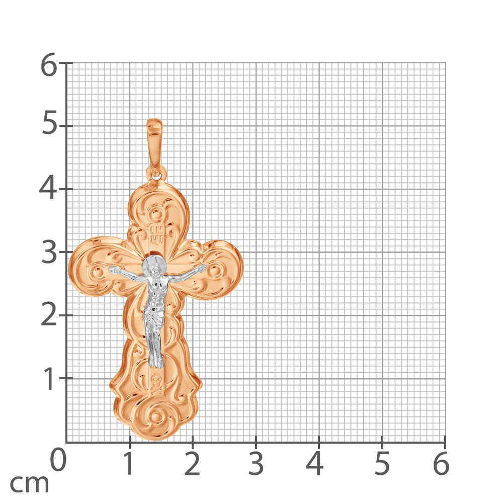 Крестик из белого и красного золота без камней