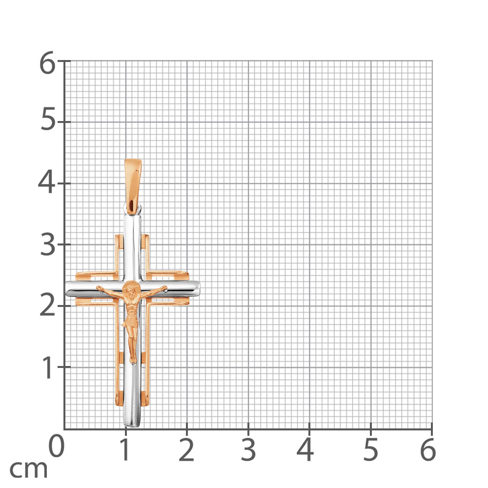 Крестик из белого и красного золота без камней